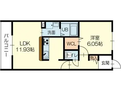 エレアージュ姫路駅南(1LDK/3階)の間取り写真