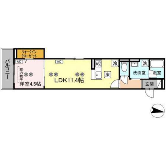 VILLA HAKUYO(1LDK/1階)の間取り写真