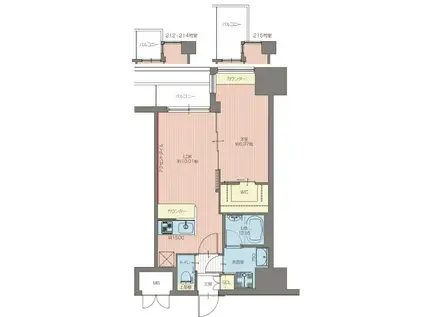 VINOプレジオ本町(1LDK/7階)の間取り写真