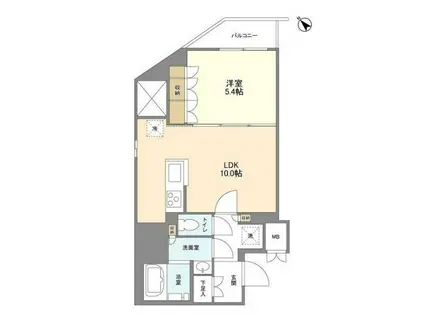 蔵前214(1LDK/4階)の間取り写真