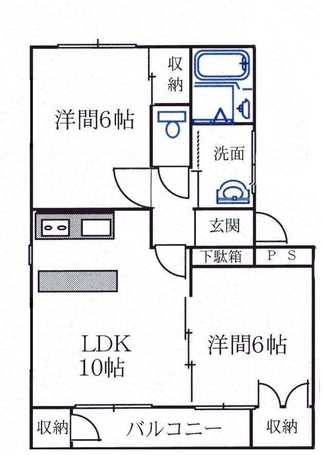 シルクハイツ(2LDK/1階)の間取り写真
