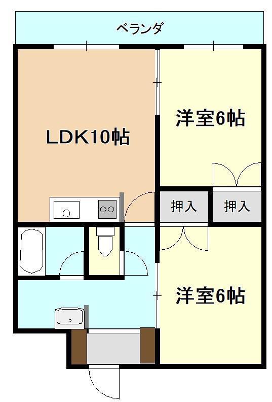 フジ企画ビル(2LDK/3階)の間取り写真