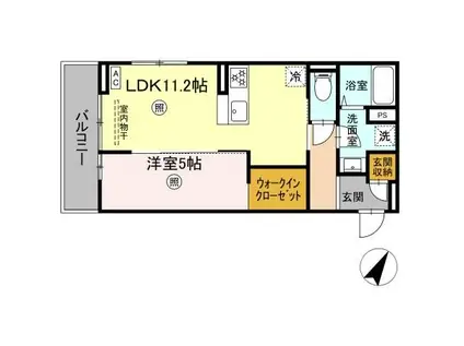 PREMILIFE下郡東(1LDK/3階)の間取り写真