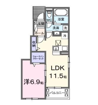 プリマヴェーラA(1LDK/1階)の間取り写真