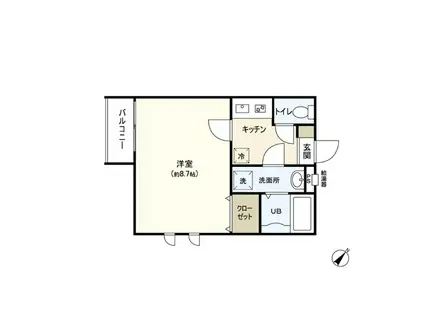 TROIS五輪(1K/3階)の間取り写真