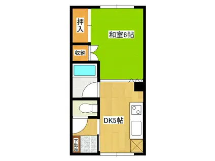 コーポはった(1DK/2階)の間取り写真