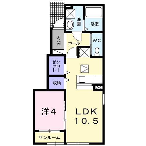 アウローラ(1LDK/1階)の間取り写真