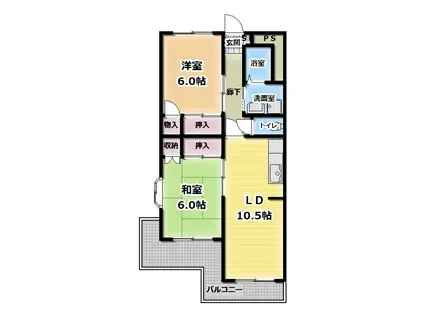グランデール秀峰(2LDK/1階)の間取り写真