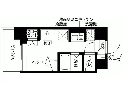 バウスクロス板橋加賀(ワンルーム/3階)の間取り写真