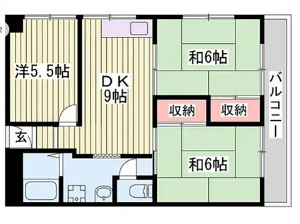 白岡ビル(3DK/3階)の間取り写真