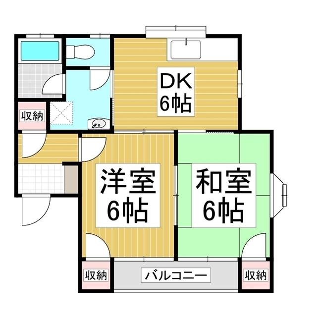 パークコート中大塩(2DK/1階)の間取り写真