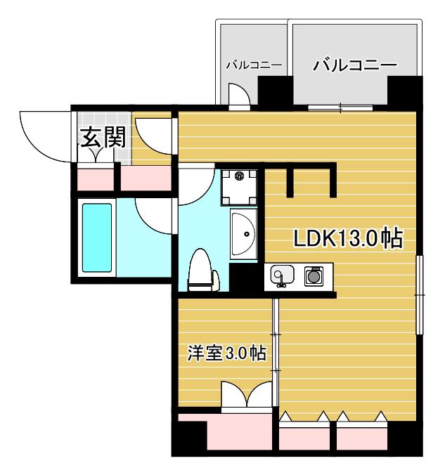 ラクメンビル(1LDK/6階)の間取り写真