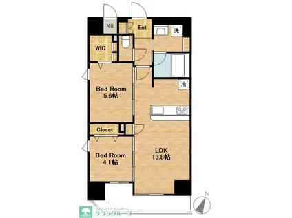 インシグニア渡辺通(2LDK/2階)の間取り写真