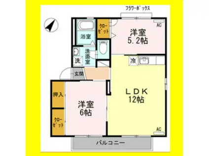 サントソラル B(2LDK/2階)の間取り写真