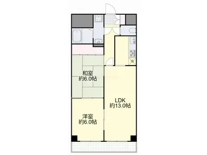 コロニアルリビング西島田ウエストタワー(2LDK/6階)の間取り写真
