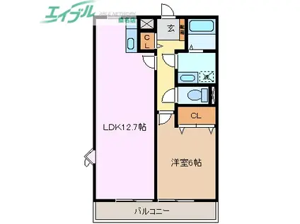 ジョイフル II(1LDK/2階)の間取り写真