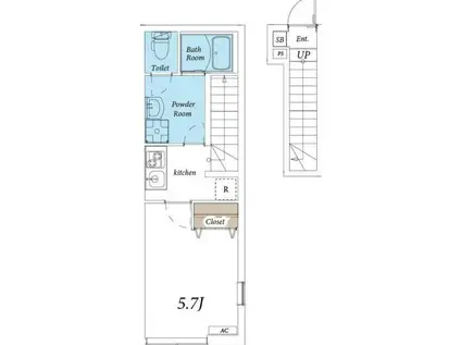 リブリ・四つ木シュトラーセ(1K/2階)の間取り写真