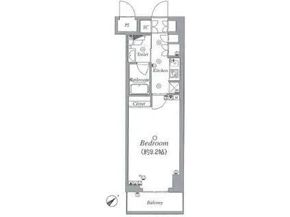 RISING PLACE石川町(1K/2階)の間取り写真