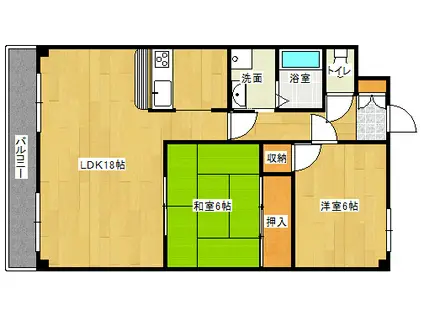ロイヤル竜王(2LDK/10階)の間取り写真