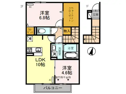 GRASMERE(2LDK/2階)の間取り写真