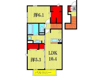 MAISONREVE(2LDK/2階)の間取り写真