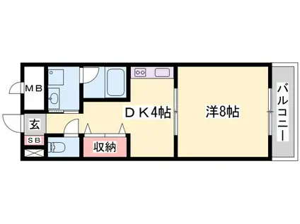 リバーサイド白鷺(1DK/1階)の間取り写真