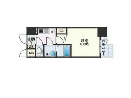 エスリード難波ALLURE(1K/4階)の間取り写真