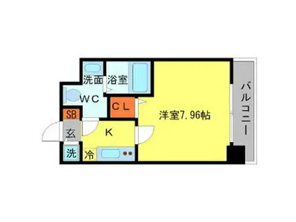 SERENITE日本橋SUD(1K/8階)の間取り写真