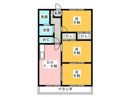 グランメール(3DK/2階)の間取り写真