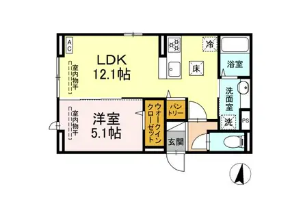 ベル・ポスト(1LDK/2階)の間取り写真