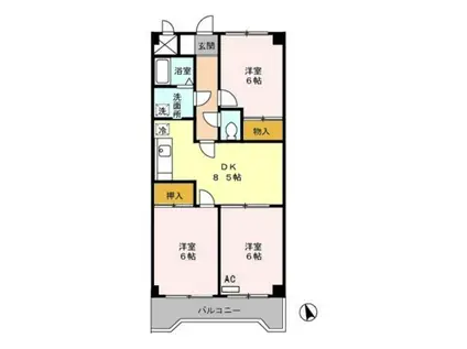 サザンハピネス(3DK/6階)の間取り写真