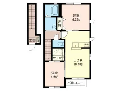ラークメゾンII(2LDK/2階)の間取り写真