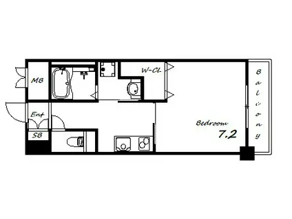 レジデンス神戸グルーブハーバーウエスト(1K/2階)の間取り写真