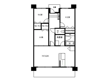 アーデント彦島福浦(3LDK/6階)の間取り写真