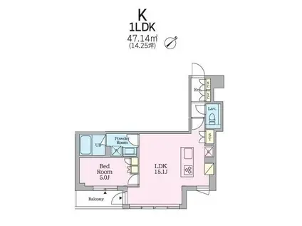 クレストコート旗の台(1LDK/3階)の間取り写真