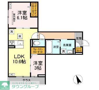 D PAINA 菅北浦(2LDK/1階)の間取り写真