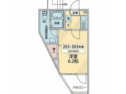 ハイズ西千葉(1K/2階)の間取り写真