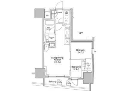 ザ・パークハビオ大森町(2LDK/15階)の間取り写真