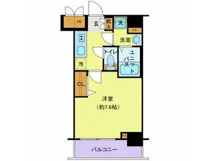 プレサンス新宿中落合メーディオ(1K/8階)の間取り写真