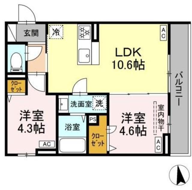 セレスティア新小岩(2LDK/3階)の間取り写真