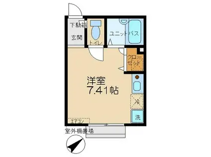 スタージュ(ワンルーム/2階)の間取り写真