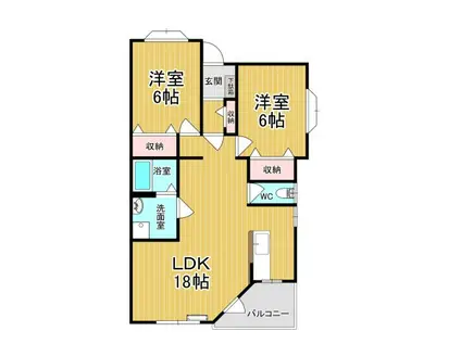 ベイリーフB棟(2LDK/1階)の間取り写真