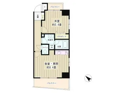 パークエザンス(1DK/3階)の間取り写真