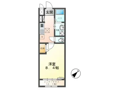 ペルティカ(1K/1階)の間取り写真