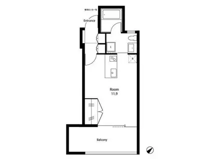 ハネギテラス(ワンルーム/2階)の間取り写真