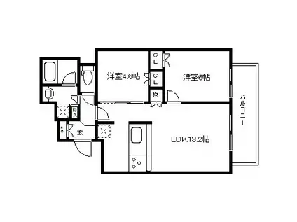 プラネスーペリア京都四条河原町(2LDK/8階)の間取り写真