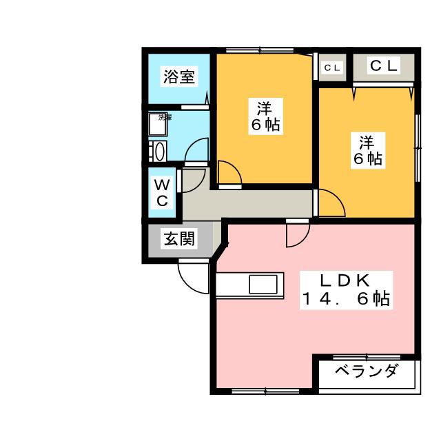 エルグランド(2LDK/1階)の間取り写真