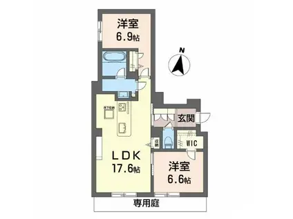 シャーメゾン春日(2LDK/1階)の間取り写真