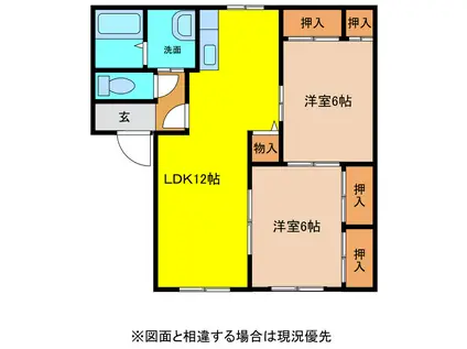 ディアス池田A-C棟(2LDK/1階)の間取り写真