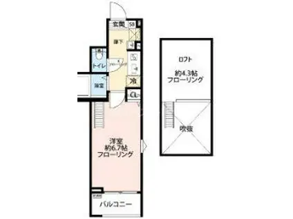 グランクオール青井イースト(1K/3階)の間取り写真